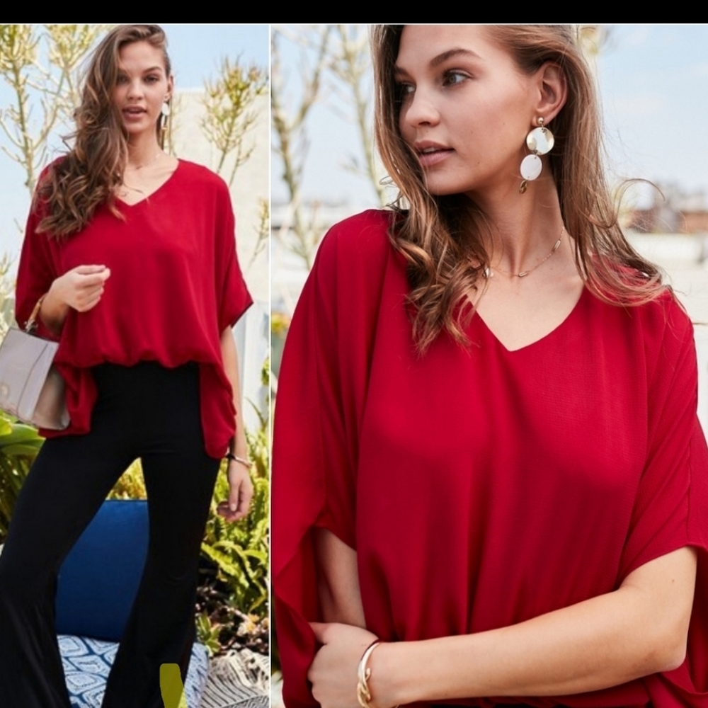 Burgundy Elastic waist blouse - Picture 4 of 6